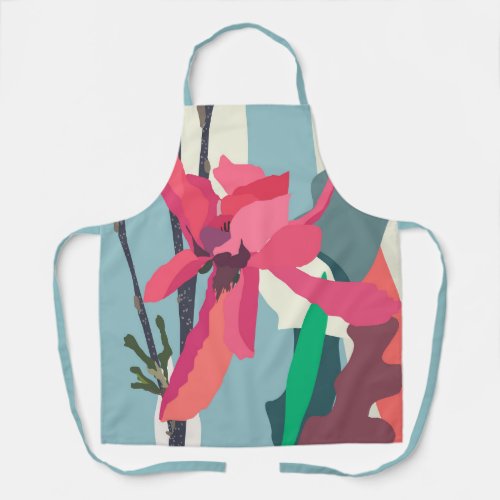 Pink Magnolia Abstract Floral Color Blocks Home   Apron