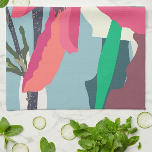 Pink Magnolia Abstract Floral Color Blocks Home    Kitchen Towel