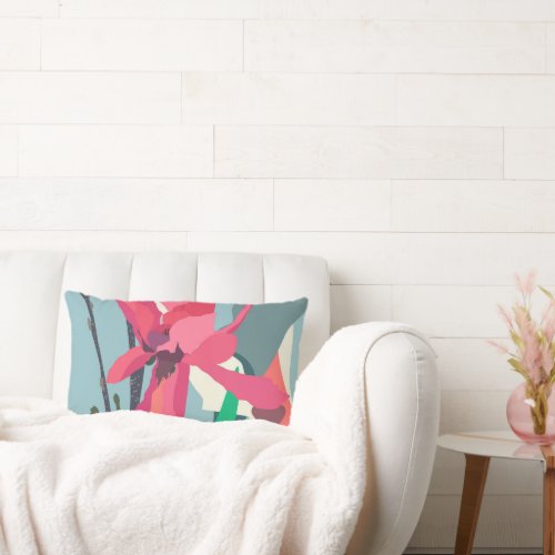 Pink Magnolia Abstract Floral Color Blocks Home    Lumbar Pillow