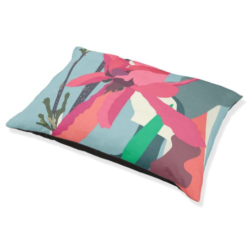 Pink Magnolia Abstract Floral Color Blocks Home   Pet Bed