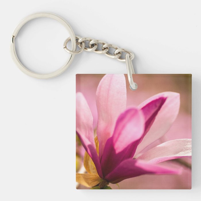 Pink Magnolia Acrylic Key Chain