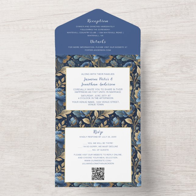 Pink Magnolia Blossom  All In One Invitation (Inside)