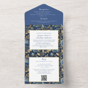 Pink Magnolia Blossom All In One Invitation