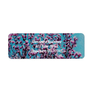 Pink Magnolia Blossoms Blue Sky Painting Address Label