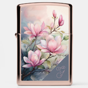 Pink Magnolia Blossoms Botanical Zippo Lighter