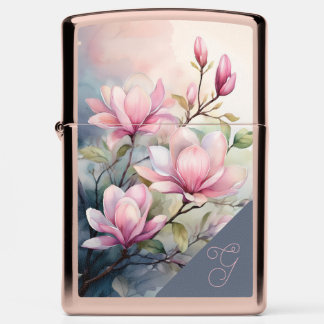 Pink Magnolia Blossoms Botanical Zippo Lighter