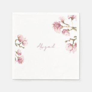 Pink Magnolia Blossoms Cocktail Napkins