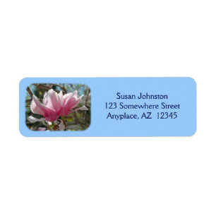 Pink Magnolia Blossoms Flower Address Label
