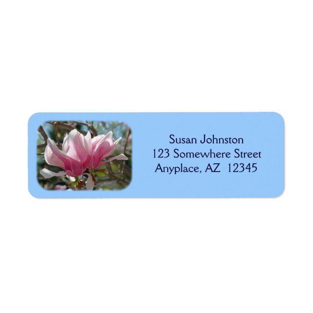 Pink Magnolia Blossoms Flower Address Label (Front)