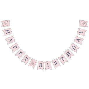 Pink Magnolia FIrst Birthday  Bunting Flags