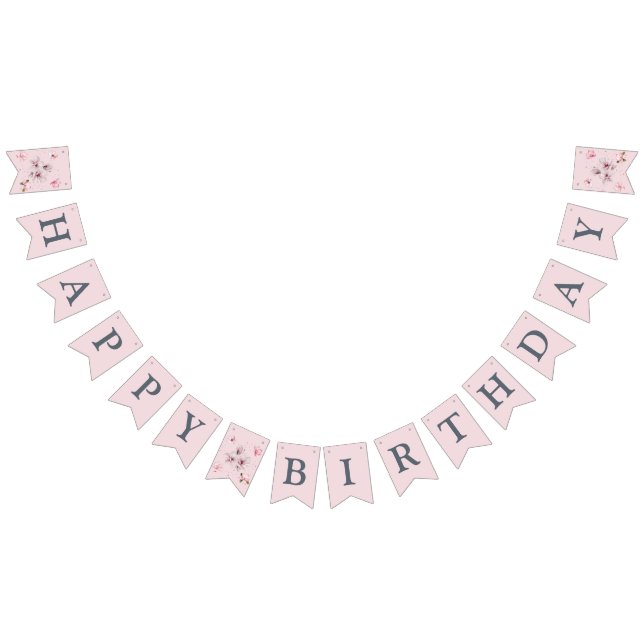 Pink Magnolia FIrst Birthday  Bunting Flags (All)
