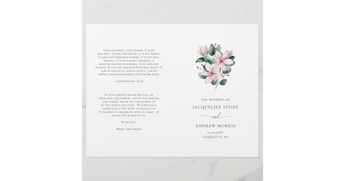 Navy Monogram Wedding Program Fans, Petal Fan Programs, Floral Fan