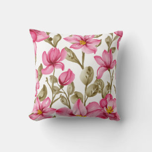 Pink Magnolia Floral Pattern Decorative Throw Pill Pillow