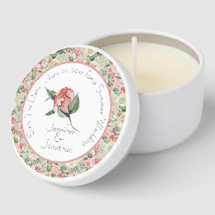 Pink Magnolia Floral Save the Date Wedding Mini Candle Favors
