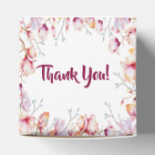 Pink magnolia florals white thank you monogram favor boxes (Top)