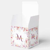 Pink magnolia florals white thank you monogram favor boxes (Opened)