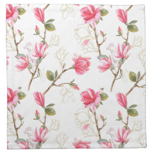 PINK magnolia flower cloth napkin