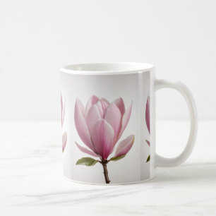 Pink magnolia flower mug