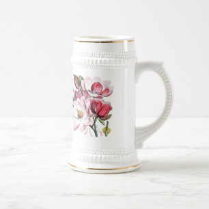 Pink Magnolia Flowers Beer Stein