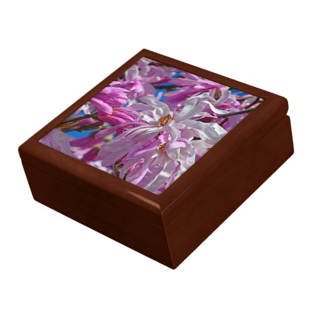 Pink magnolia flowers gift box (Side)