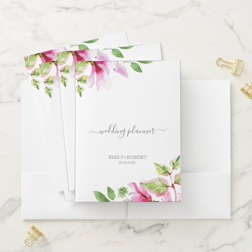Pink magnolia frame pocket folder