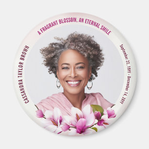 Pink Magnolia Funeral Photo Magnet