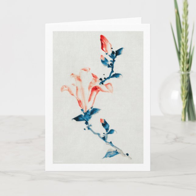 Pink Magnolia, Hokusai, Ukiyo-e Card (Front)