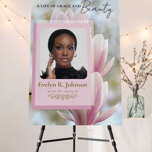Pink Magnolia Memorial Tribute Foam Board (In Situ (Stand))