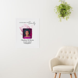 Pink Magnolia Minimal Memorial Design with Photo Foam Board