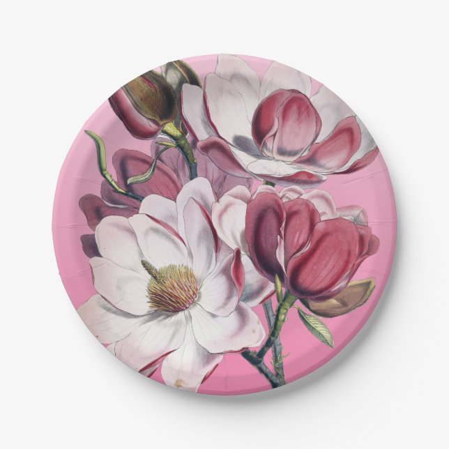 Pink Magnolia Paper Plates (Front)