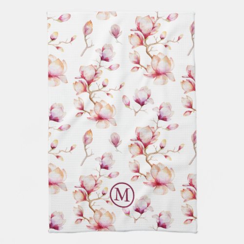 Pink Magnolia Pattern pick your color Kitchen Towel