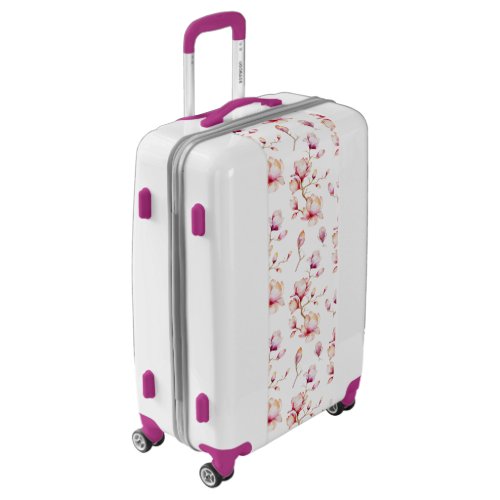 Pink Magnolia Pattern pick your color Luggage