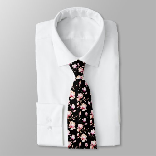 Pink Magnolia Pattern pick your color Neck Tie