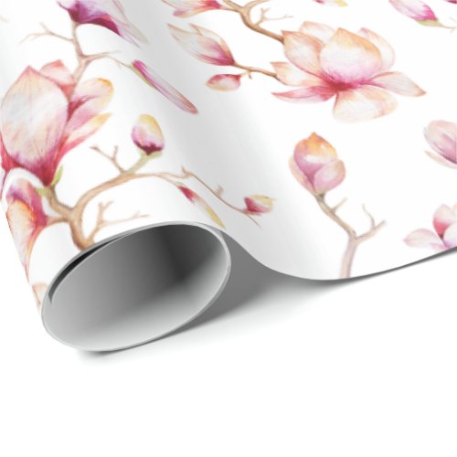 Pink Magnolia Pattern pick your color Wrapping Paper