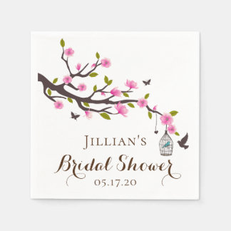 Pink Magnolia Personalized Bridal Shower Napkins
