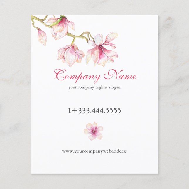 Pink Magnolia Pink & Gray Typography Service Mene Flyer (Front)