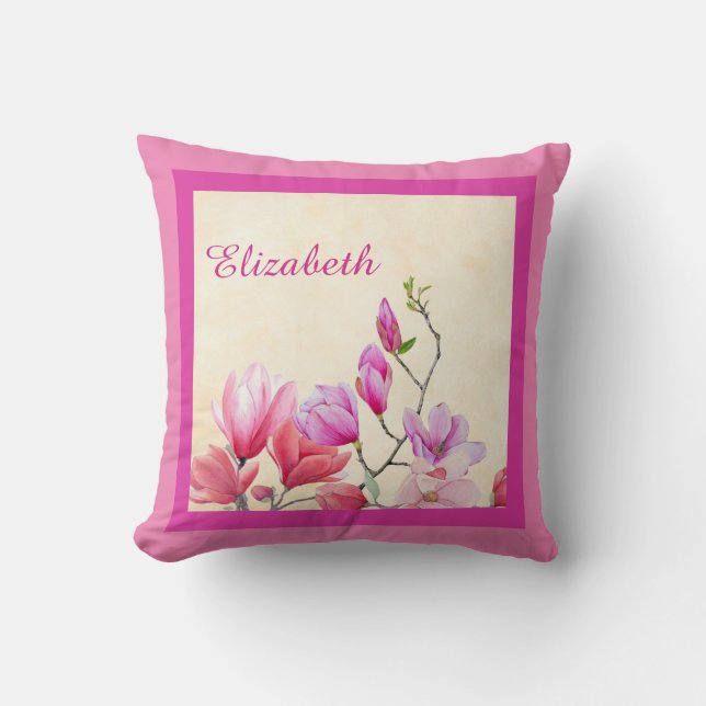 Pink Magnolia Scatter Cushion Throw Pillow (Front)