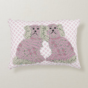 Pink Magnolia Staffordshire Dogs Roses Art Print Accent Pillow