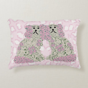 Pink Magnolia Staffordshire Dogs Roses Art Print Accent Pillow