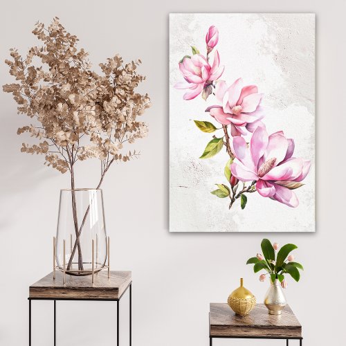 Pink Magnolia Stretched Canvas Wall Art