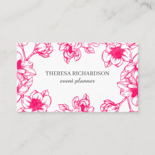 Pink Magnolia Vintage Hand Painted social media Business Card