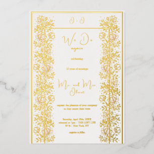 Pink Magnolia Vow Renewal 10 years Foil Invitation