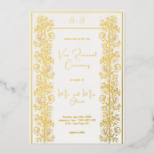 Pink Magnolia Vow Renewal Foil Invitation