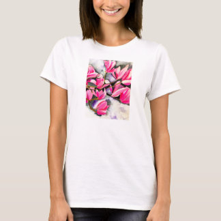 Pink Magnolia watercolor art T-Shirt