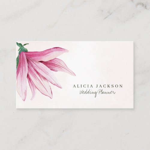 Pink magnolia watercolor modern wedding planner business card