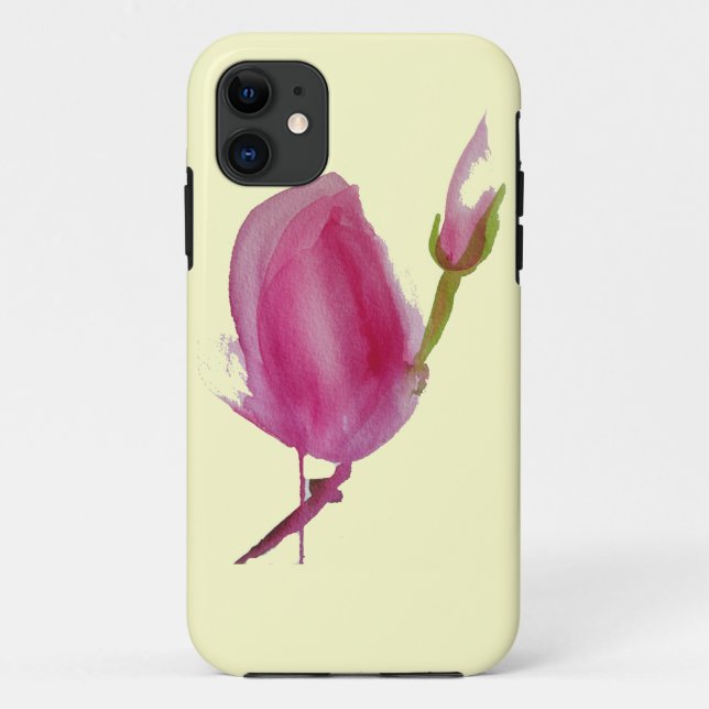 Pink Magnolia watercolour flower art Case-Mate iPhone Case (Back)