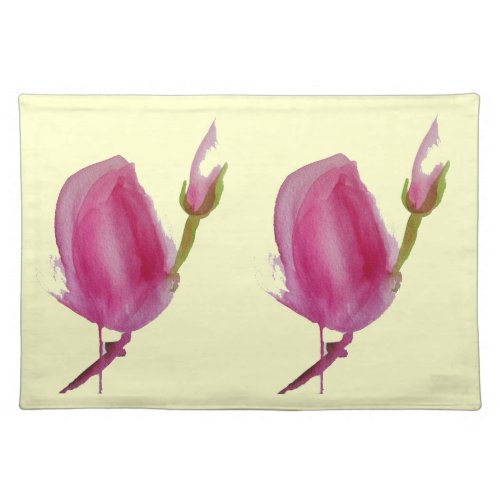 Pink Magnolia watercolour flower art Cloth Placemat