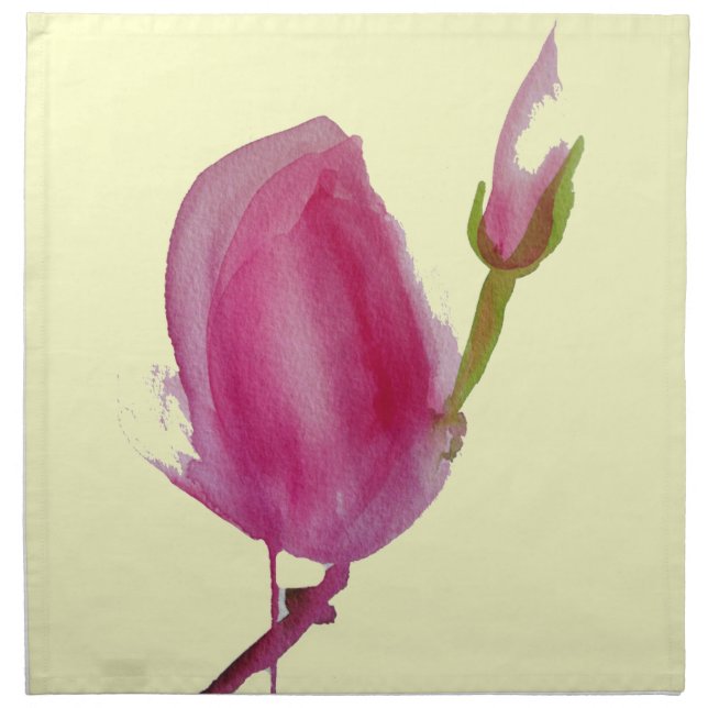 Pink Magnolia watercolour flower art Napkin (Front)