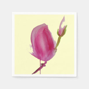 Pink Magnolia watercolour flower art Napkins