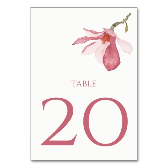 Pink Magnolias and Greenery Table Cards